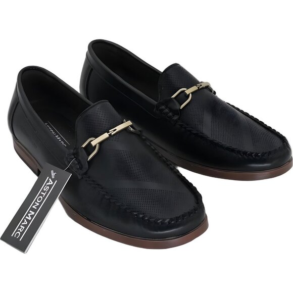 Aston Marc Perforated Bit Loafer Slip-On Black Dress Shoe Men's US 10.5M - Picture 4 of 6